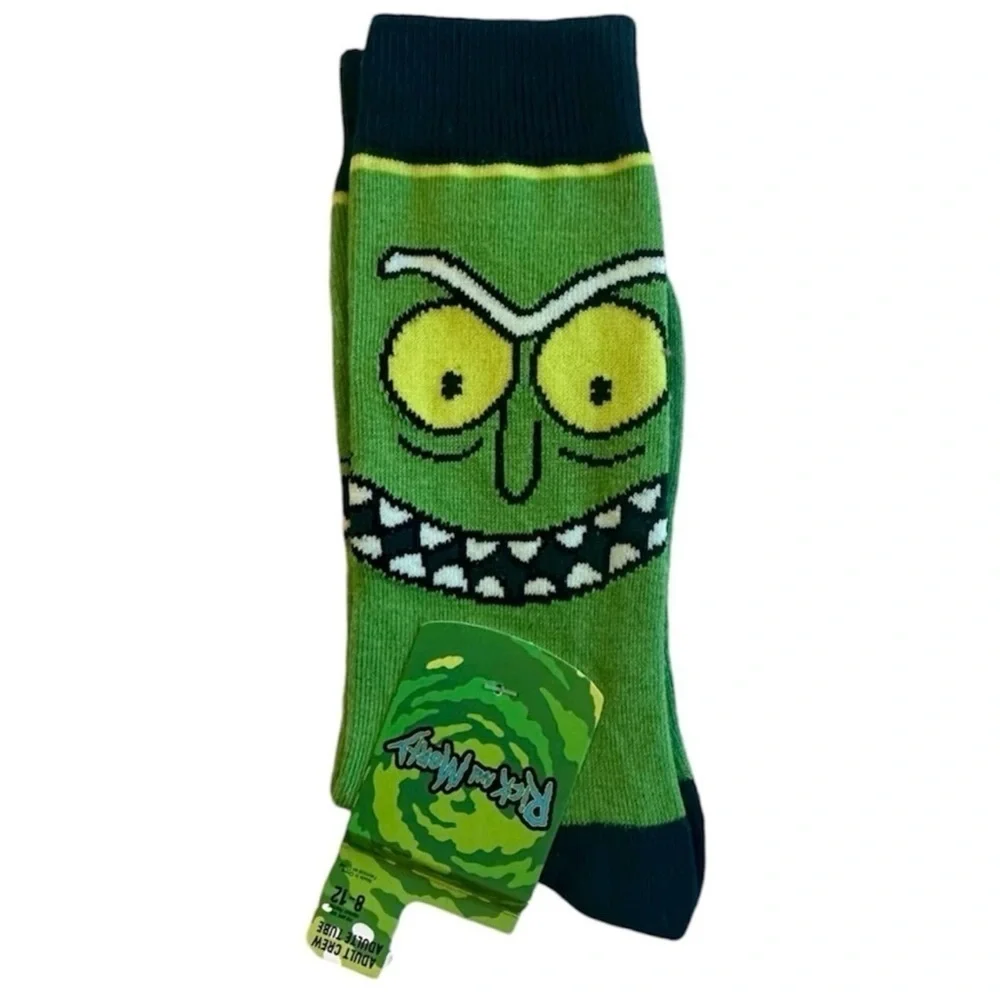 New CARTOON NETWORK Pickle Rick and Morty Socks Old Navy Men 10-13 Shoe 8-12 NWT